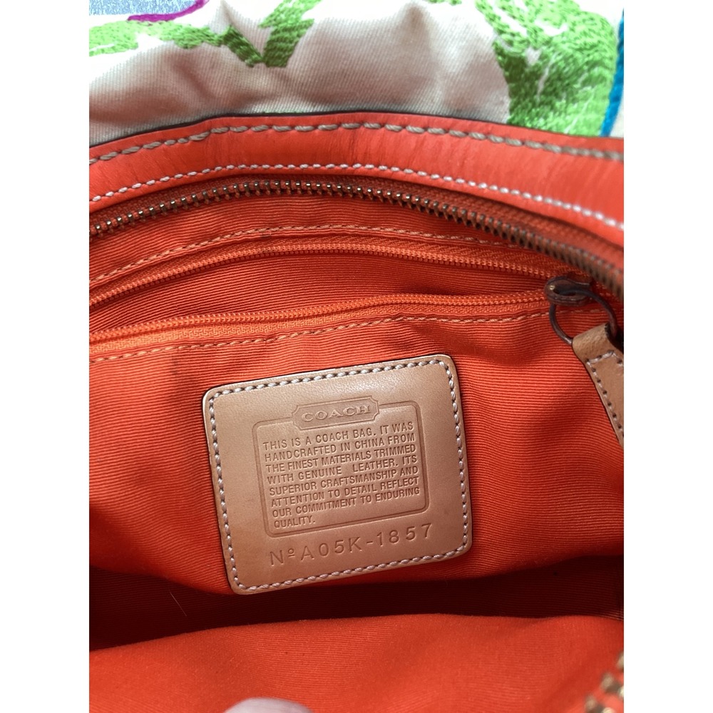 Coach Scribble Multi Color Canvas Satchel Bag Orange Leather Trim 2005 1857 - Picture 13 of 13